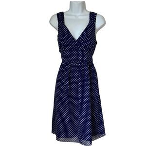 Gap Factory Navy Blue Polka Dot Sleeveless Dress sz 8